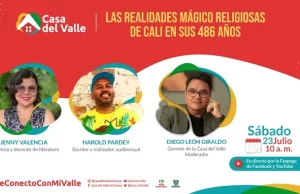 Los escritores Jenny Valencia y Harold Pardey, en la celebración del cumpleaños de Cali en ‘Me Conecto con mi Valle’