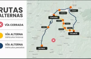 Conozca los planes de desvíos entre el Valle del Cauca y Quindío para los vehículos livianos y de carga pesada