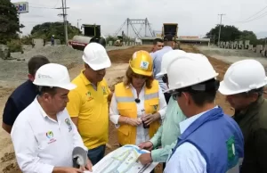 En visita técnica a obras del nuevo puente de Juanchito, la Gobernadora constató avances en la infraestructura
