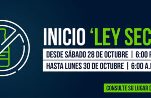 ‘Ley seca’ desde el sábado 28 hasta el lunes 30 de octubre de 2023