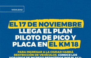 Cali aplicará plan piloto de pico y placa en el kilómetro 18 este lunes festivo