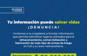 Recompensas para desmantelar centros de acopio de armas en Cali y evitar actos terroristas