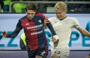 empate entre Cagliari y Lazio: Yerri Mina recibió la roja durante el encuentro