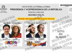 Registraduría presenta la tarjeta electoral para la segunda vuelta presidencial