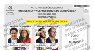 Registraduría presenta la tarjeta electoral para la segunda vuelta presidencial