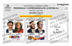Registraduría presenta la tarjeta electoral para la segunda vuelta presidencial