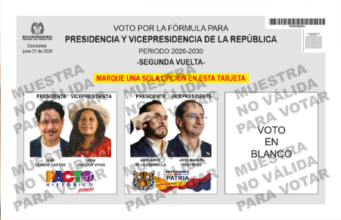 Registraduría presenta la tarjeta electoral para la segunda vuelta presidencial