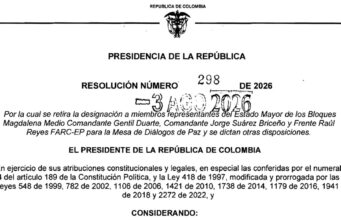 Gobierno revoca designación de ocho delegados de disidencias en mesa de paz por falta de voluntad para continuar el proceso